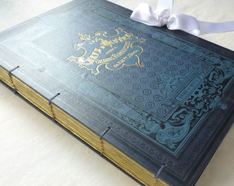 Mariage Journal souvenir Photo invité livre, Scrapbook bleu anniversaire, lune de miel, commande sur mesure personnalisé livre Vierge Extra Large