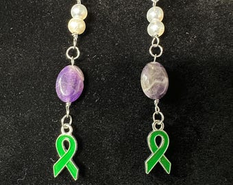 Amethyst & Pearls_Mental Health Awareness earrings