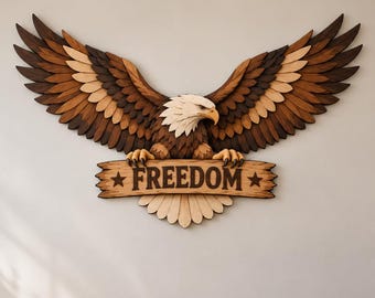 American Eagle Intarsia Pattern PDF | Freedom Eagle Wall Art | Patriotic Scroll Saw Pattern | Digital Download