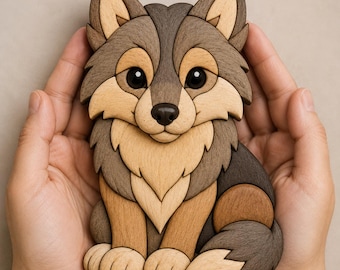 Wolf Intarsia Pattern | Scroll Saw Woodworking Template (Digital Download)
