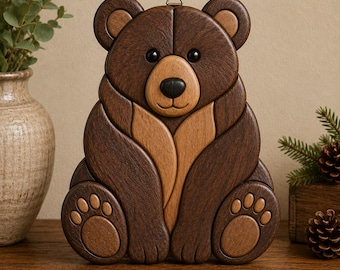 Bear Intarsia Pattern | Scroll Saw Woodworking Template | Bear Wall Hanging & Table Decor | Digital Download