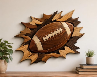 American Football Intarsia Wood Wall Art Pattern | Beginner Friendly Wood Craft Plan (Digital Download)