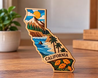 California Intarsia Woodworking Pattern | State Shape Wood Art PDF | DIY California Souvenir Decor | Instant Download
