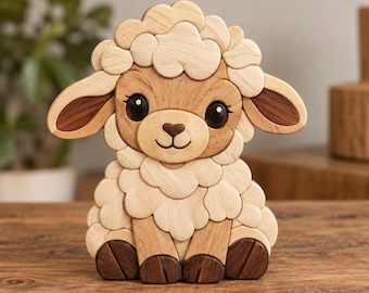 Sheep Intarsia Pattern PDF | Cute Lamb Woodworking Template | Scroll Saw Animal Pattern |  Beginner Friendly Digital Download