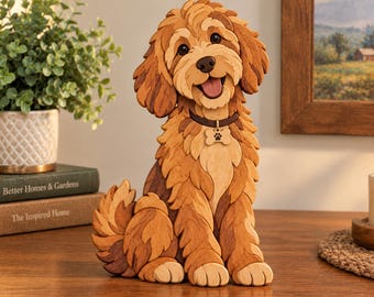 Golden Doodle Intarsia Pattern PDF | Wooden Dog Scroll Saw Pattern | Tabletop Woodworking Project | DIY Dog Lover Gift | Beginner Friendly