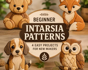 Beginner Intarsia Patterns Bundle | Woodworking Animal Projects (Digital Download)