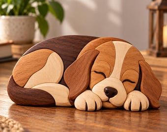Sleeping Dog Intarsia Woodworking Pattern | Puppy Wood Art | DIY Scroll Saw Project | Beginner Friendly Instant Download