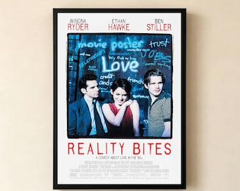 Plakat filmowy „Reality Bites” (1994), dekoracja ścienna na płótnie, wystrój pokoju, klasyczne plakaty filmowe, prezenty urodzinowe, prezenty dla miłośników kina
