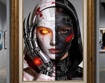 Digital Download Cyborg Print | Cyberpunk Printable Wall Art | Industrial Tech Wall Decor | Sci Fi Android Digital Print | 20FIFTY6