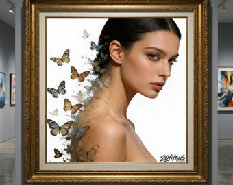 Surreal Butterfly Portrait Digital Download | Printable Wall Art | Butterfly Wall Decor | Fine Art Digital Print