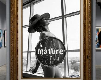 Sensual Black Woman Art | Digital Download | Black and White Printable Wall Art | Digital Print Nude Poster | Home Wall Decor | 20Fifty6