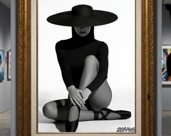 Digital Download Ballerina Print | Black White Fashion Wall Art | Modern Dancer Poster | Printable High Contrast Photography | 20Fifty6