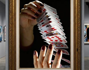 Digital Download Card Cascade Print | Printable Wall Art Playing Cards | Luxury Wall Decor | Cinematic Digital Print