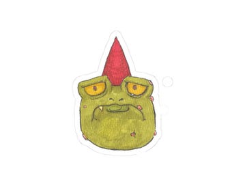 Worried Frog Wizard Kiss-Cut Sticker | Monster Illustration