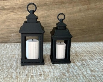 Miniature 3D‑Printed Lanterns with Candles – Set of 2
