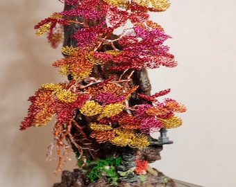 Handcrafted bonsai-style decorative lamp