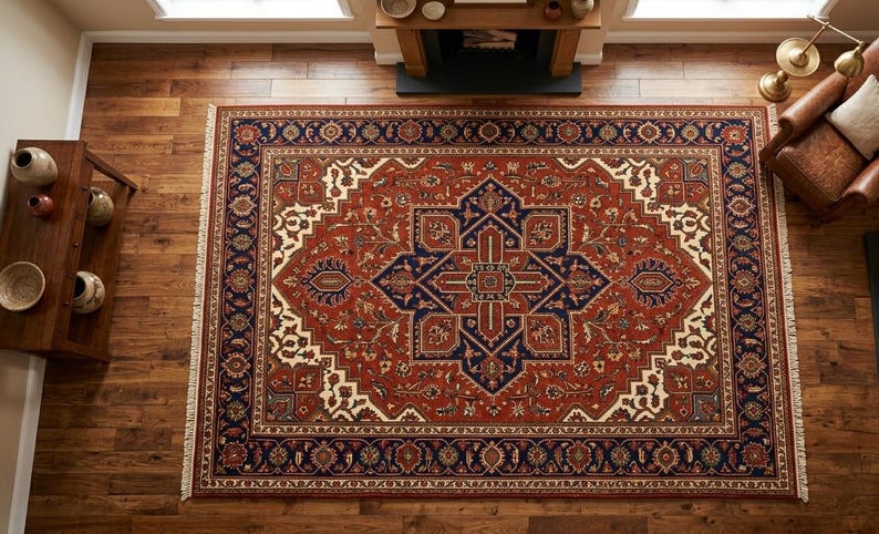 Vintage Persian Style Area Rug, Traditional Oriental Medallion Carpet ...
