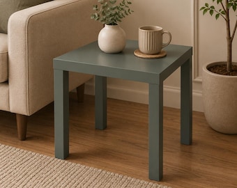 Bedside table Green Side Table, Modern Square End Table, Minimalist Nightstand with Thick Top, Small Space Bedroom Living Room Furniture