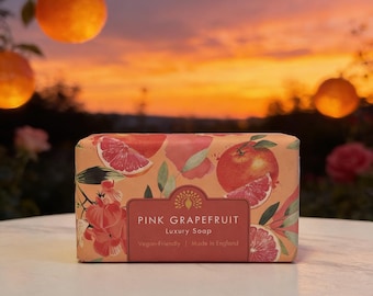 Jabón de lujo de pomelo rosa, producto artesanal inglés.