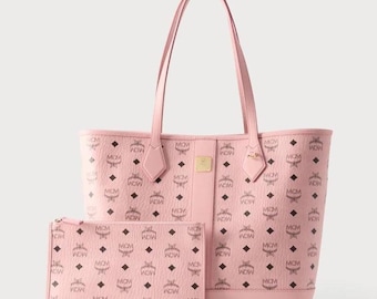 MCM Handgefertigte PINK Visetos Monogram Ledertasche, Schultertasche für Damen