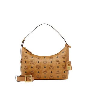 MCM Cognac Braun Monogram, Visetos Hobo Bag, Designer Schultertasche