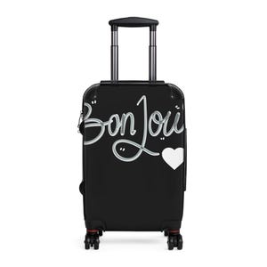 Bonjour script heart Suitcase | Travel luggage decal, French typography