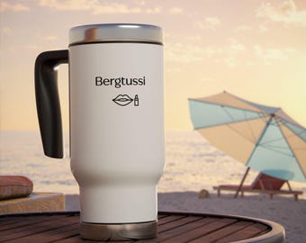 Tazza da viaggio Bergtussi Design in acciaio inox con manico da 414 ml | Per gli amanti della montagna tedesca