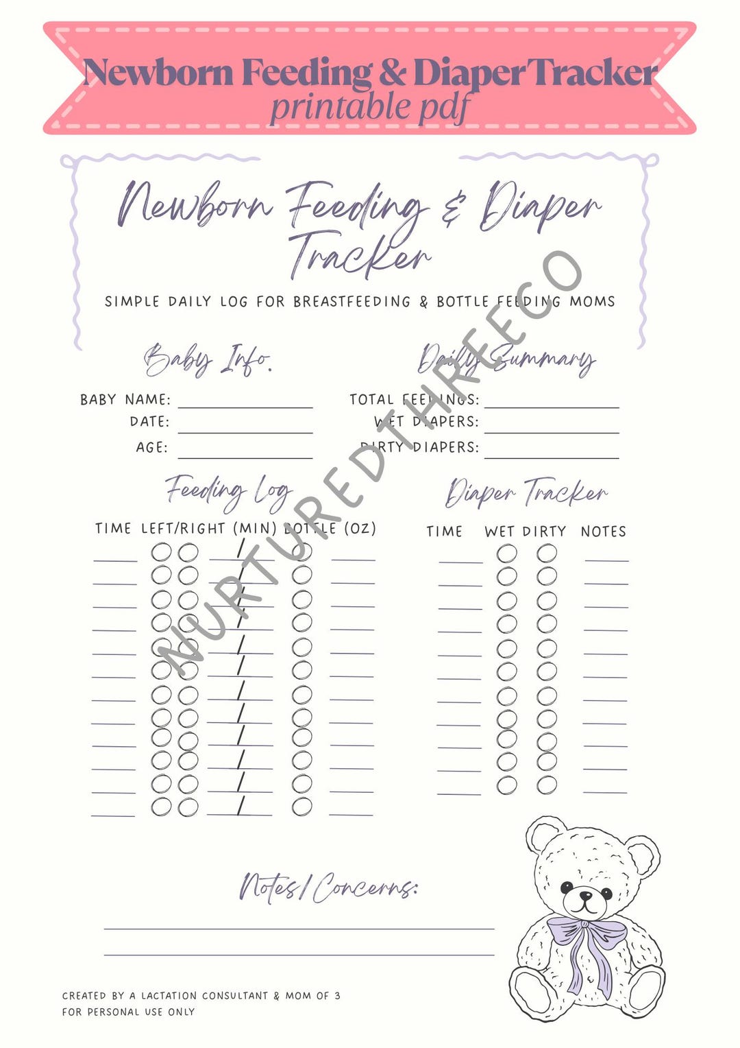 Newborn Feeding Tracker Printable | Breastfeeding Log | Baby Feeding ...