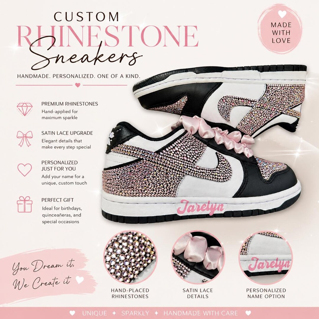 Custom Rhinestone Sneakers | Personalized Bling Shoes | Quinceañera ...
