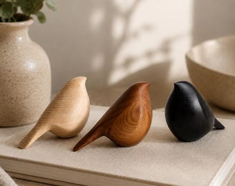 Pájaros de madera Eamsy - Juego de 3