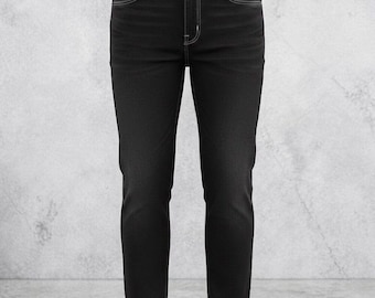 Guess Lincoln Slim Straight Jeans Men's 34 Black Coated Waxed Denim Pants