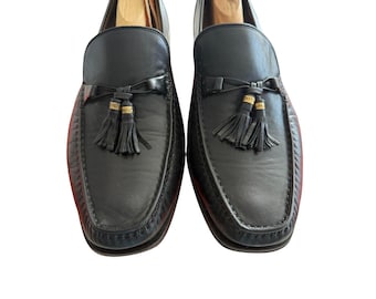 Bally of Switzerland Black Leather Tassel Loafers