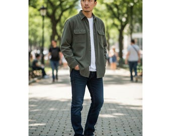 Polo Ralph Lauren Benford Heavy Cotton Utility Jacket Overshirt Men's M Sage