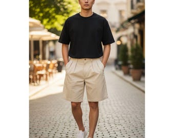 Vintage Polo Ralph Lauren "Polo Chino" Pleated Shorts - Khaki Beige - Men's 34