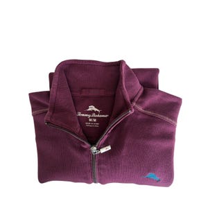 Tommy Bahama Embacadero Mens Medium 1/4 Zip Pullover Burgundy Marlin Sweatshirt Bild 7