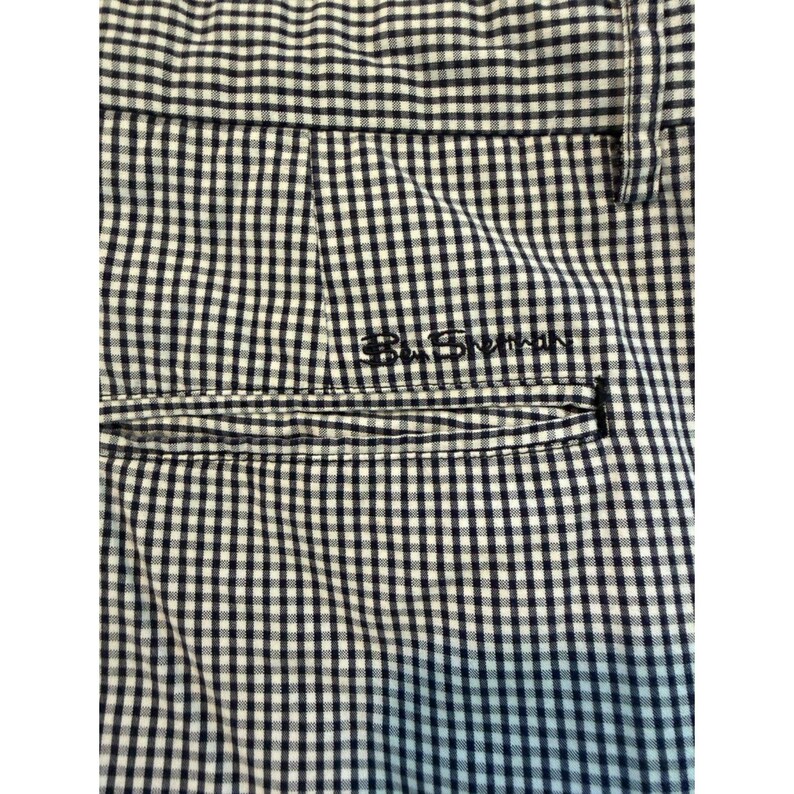 Ben Sherman EC1 Slim Fit Chino Shorts Men's 33 Black White Gingham Check Plaid Bild 2