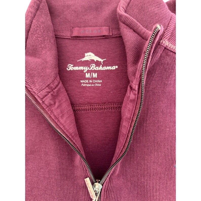 Tommy Bahama Embacadero Mens Medium 1/4 Zip Pullover Burgundy Marlin Sweatshirt Bild 2