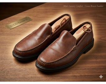 ECCO Fusion II Men's Cocoa Brown Leather Slip-On Moc Toe Loafers