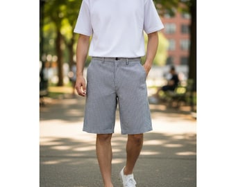 Ben Sherman EC1 Slim Fit Chino Shorts Men's 33 Black White Gingham Check Plaid