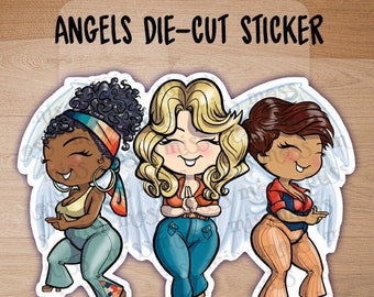 Retro 70's Angels Curvy Girls Vinyl Waterproof Sticker - plus size stickers, thick girl stickers, 70s sticker