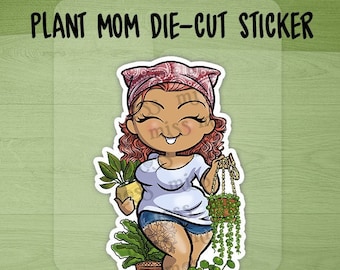 Waterproof Vinyl Plus Size Boho Plant Lover Girl Die Cut Sticker Decal