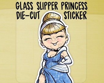 Glass Slipper Princess Curvy Girl Vinyl Die Cut Waterproof Sticker