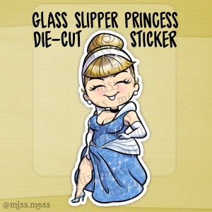 Glass Slipper Princess Curvy Girl Vinyl Die Cut Waterproof Sticker