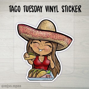Taco Martes Gran Vinilo Impermeable Pegatina Personalizable - Me encantan los tacos