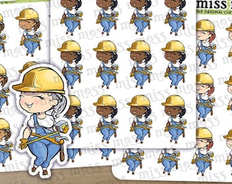 Construction Home Improvement Curvy Girl Vinyl Planner Stickers