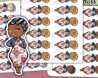 Spring Floral Fashion Babe Curvy Girl Vinyl Planner Stickers