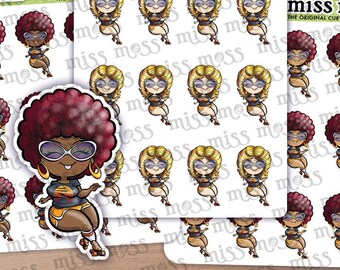 70's Roller Skater Girl Vinyl Planner Stickers