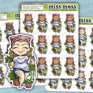 Adesivos de planejador de vinil para amante de plantas, mãe de plantas, garota curvilínea