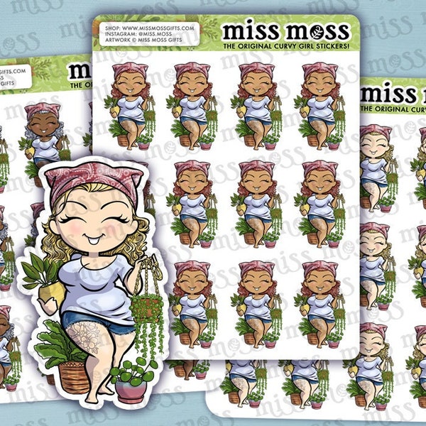 Plant Lover Plant Mom Curvy Girl Vinyl Planner Stickers