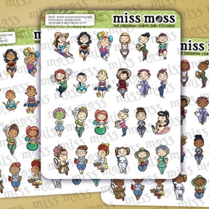 Miss Moss Minis v1.0 Assorted Sampler Curvy Girl Stickers - Waterproof Vinyl